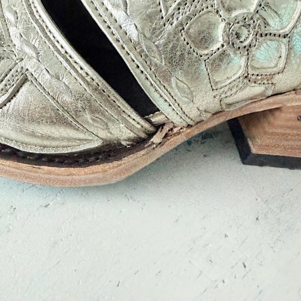 Lane Robin Slingback Mule Gold Cowboy Boots Womens Cowgirl Western Ankle Sz 8.5 - Picture 6 of 13